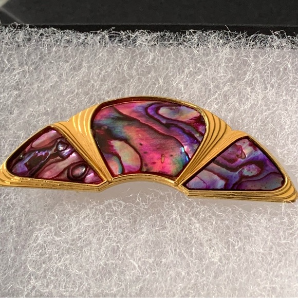 Vintage Shell inlay Brooch Pin - Picture 2 of 7